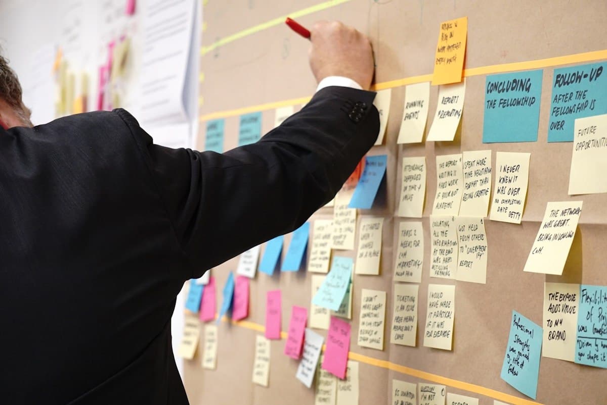 Person colorful notes board