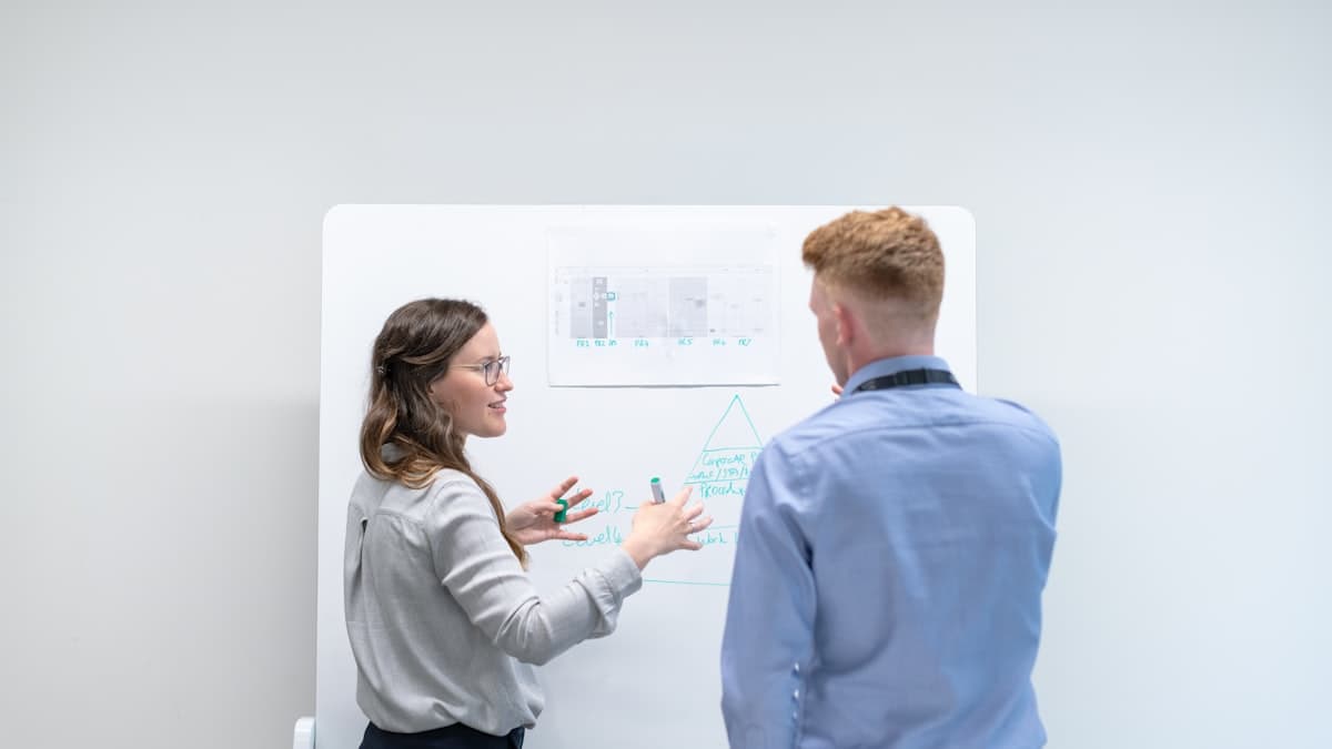 Founder and chief of staff reviewing a product roadmap together